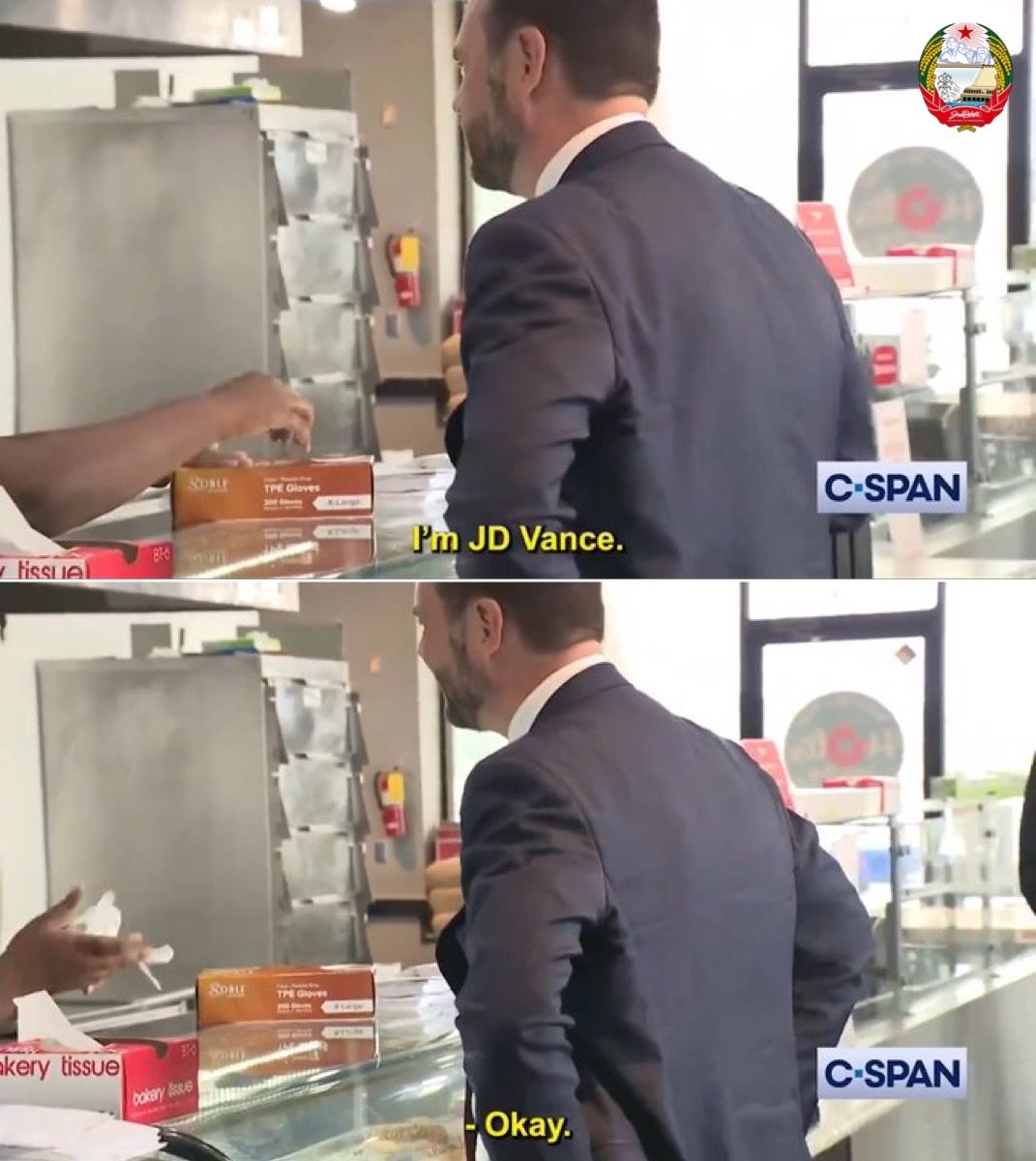 The meme is a screenshot from a TV show or movie, where a character is being questioned by a judge. The character responds "I'm not going to say anything" and the judge responds "I'm going to say it for you". The meme is a play on this exchange, with the character's response changed to "I'm JD Vance" and the judge's response changed to "I'm going to say it for you: I'm a Republican".